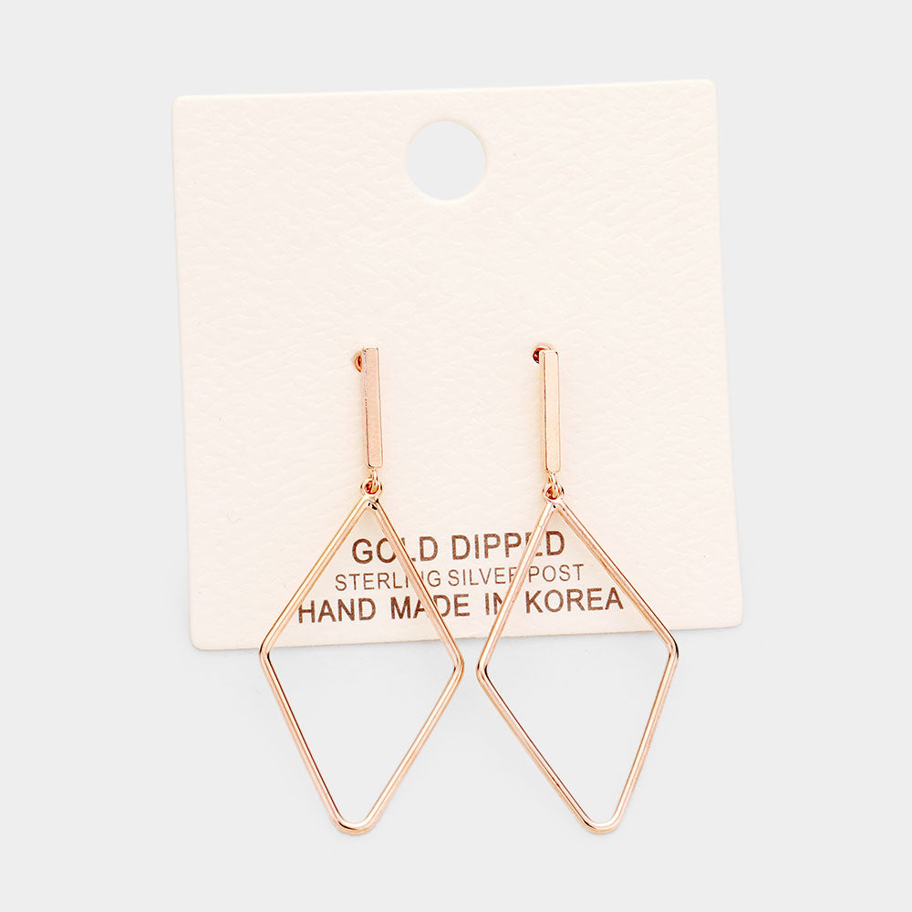 Madeline Love Rose Gold Gold Dipped Metal Bar Rhombus Earrings