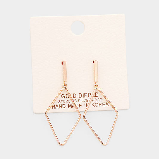 Madeline Love Rose Gold Gold Dipped Metal Bar Rhombus Earrings