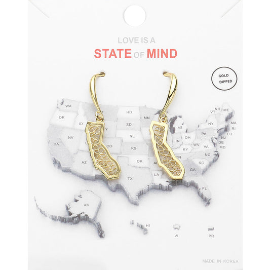 Madeline Love Gold Gold Dipped California State Earrings