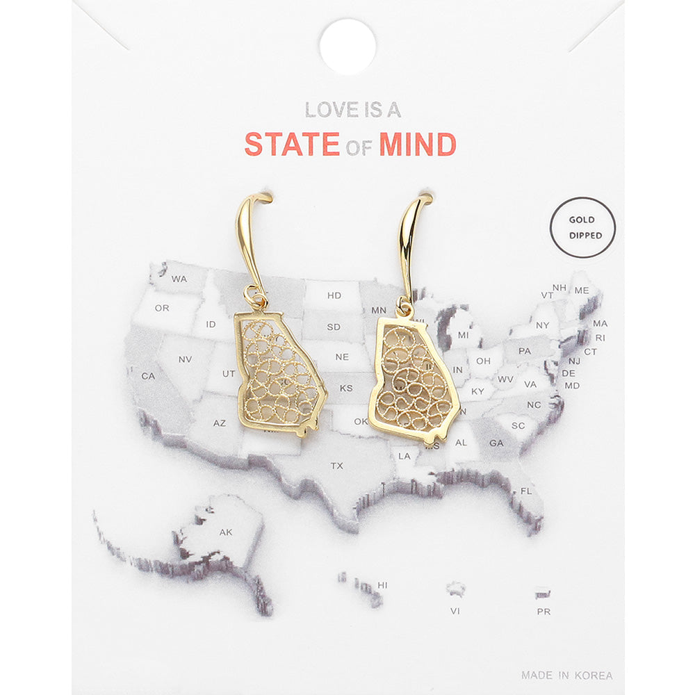 Madeline Love Gold Gold Dipped Georgia State Earrings