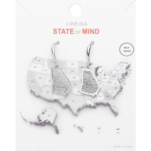 Madeline Love Rhodium White Gold  Dipped Georgia State Earrings