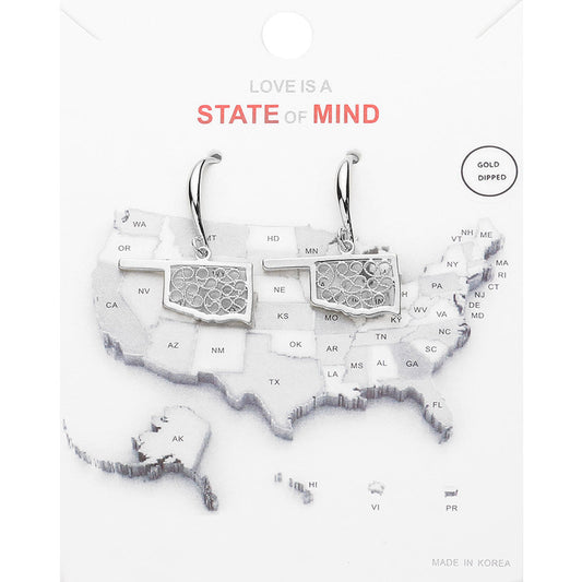 Madeline Love Rhodium White Gold Dipped Oklahoma State Earrings