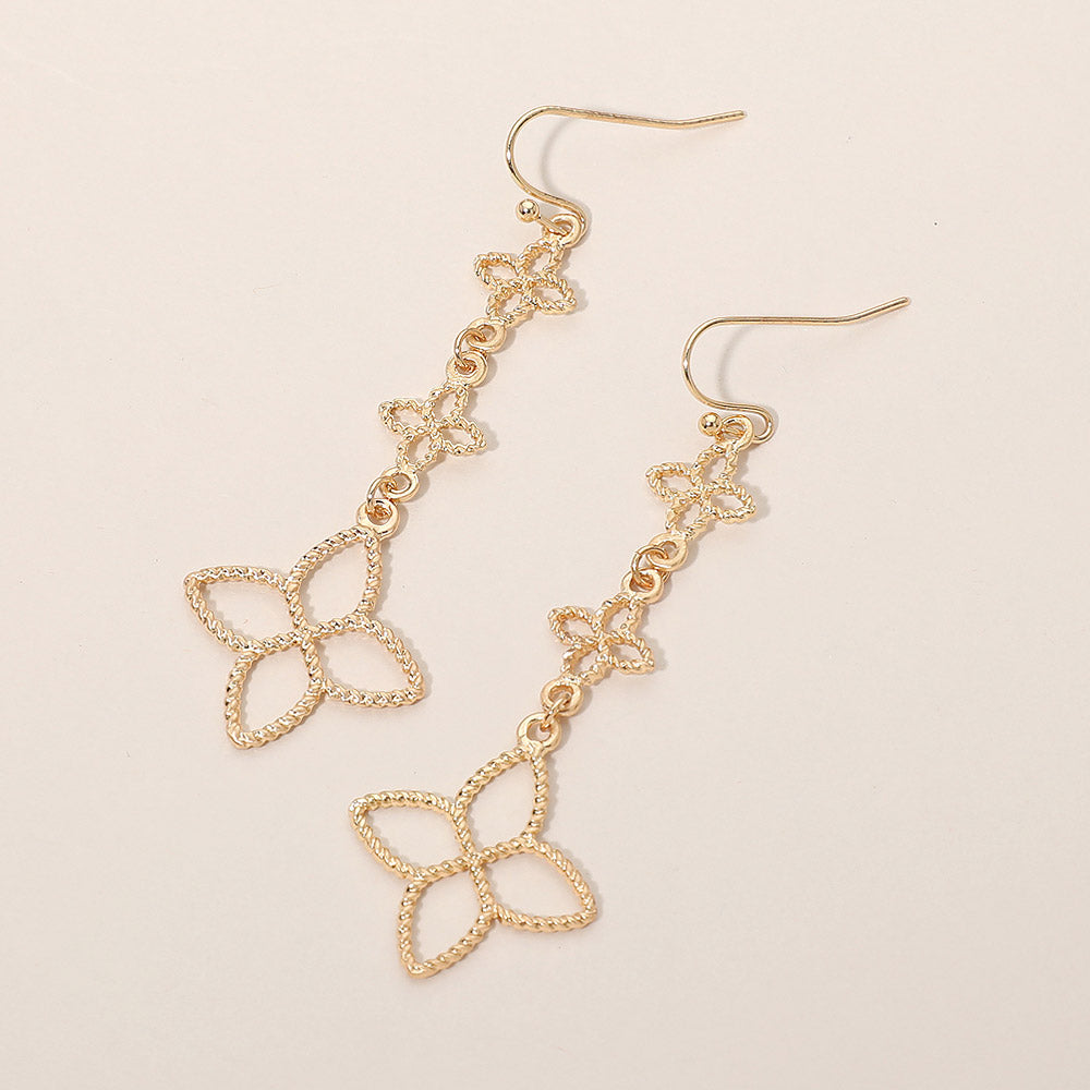 Madeline Love Gold Textured Metal Floral Link Drop Earrings