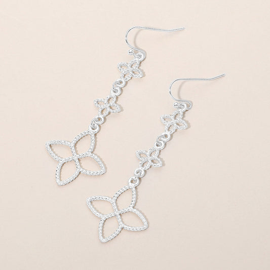 Madeline Love Silver Textured Metal Floral Link Drop Earrings