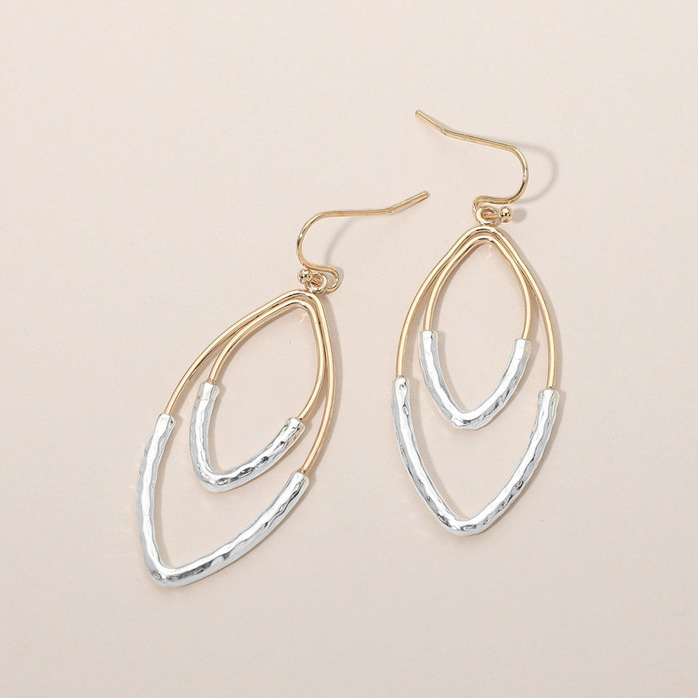Madeline Love Gold Layered Open Metal Marquise Drop Earrings