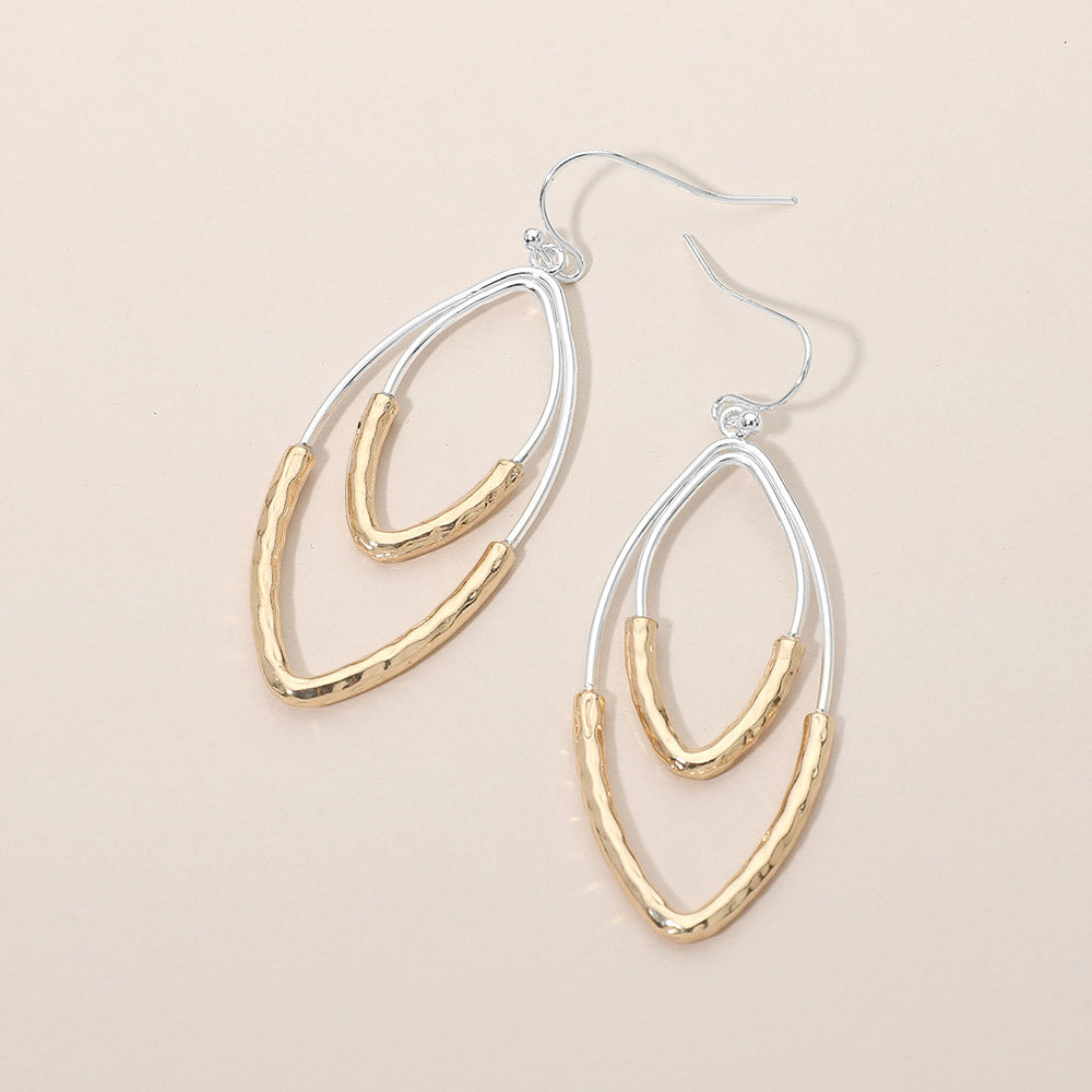 Madeline Love Silver Layered Open Metal Marquise Drop Earrings