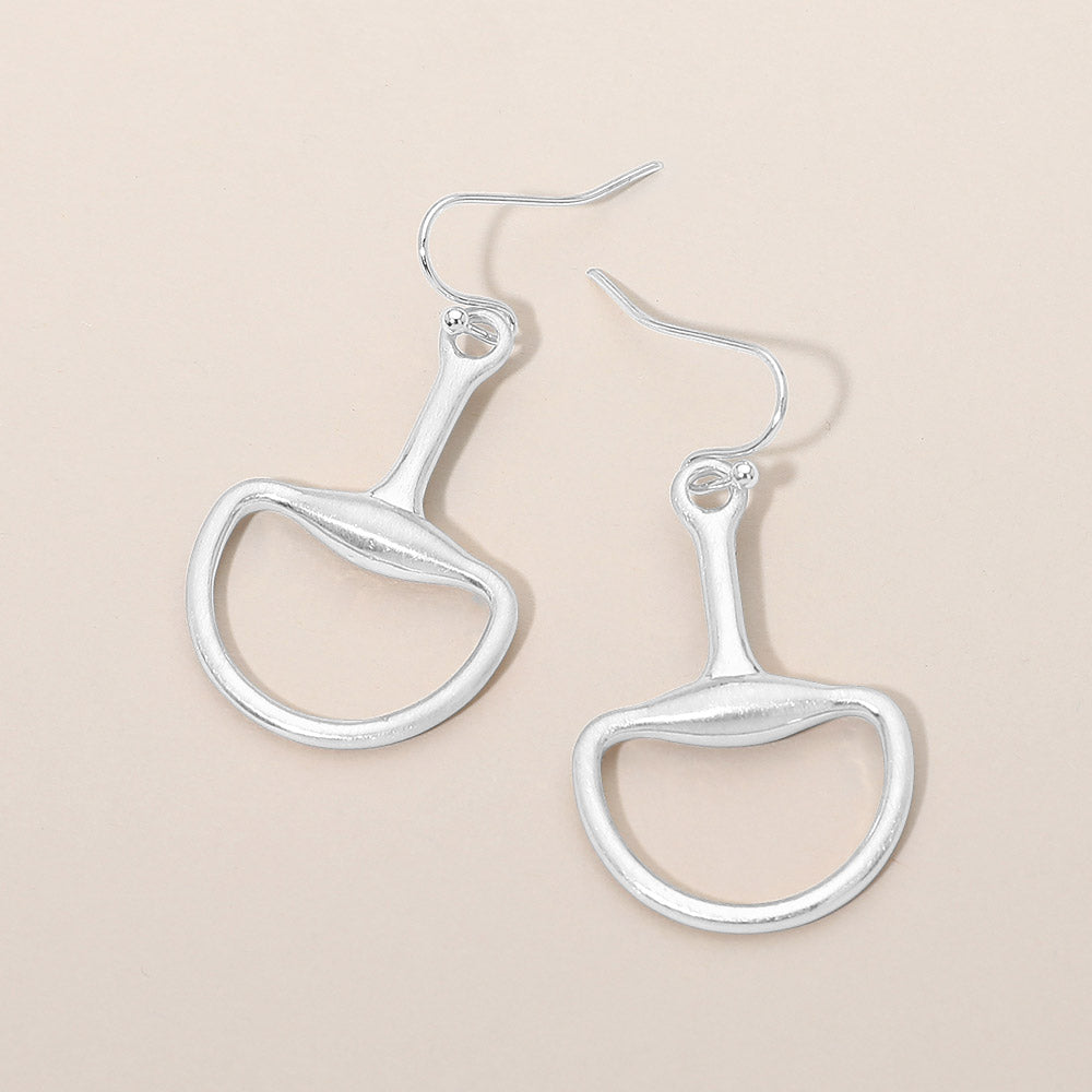 Madeline Love Silver Metal Half Horsebit Drop Earrings