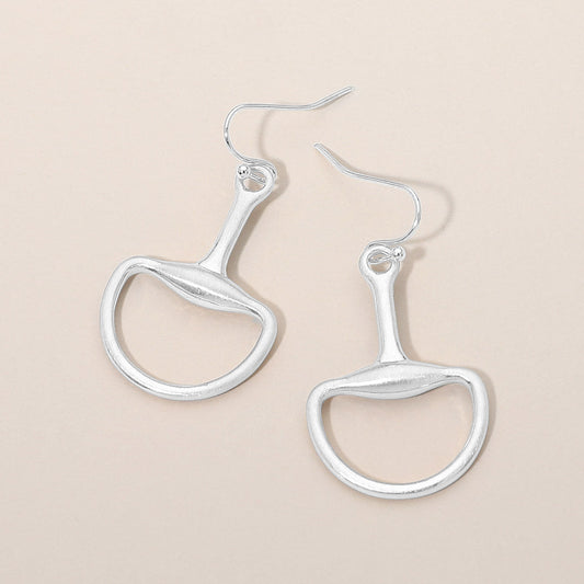 Madeline Love Silver Metal Half Horsebit Drop Earrings