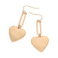 Madeline Love Matte gold Metal Heart Plate Drop Earrings - desc