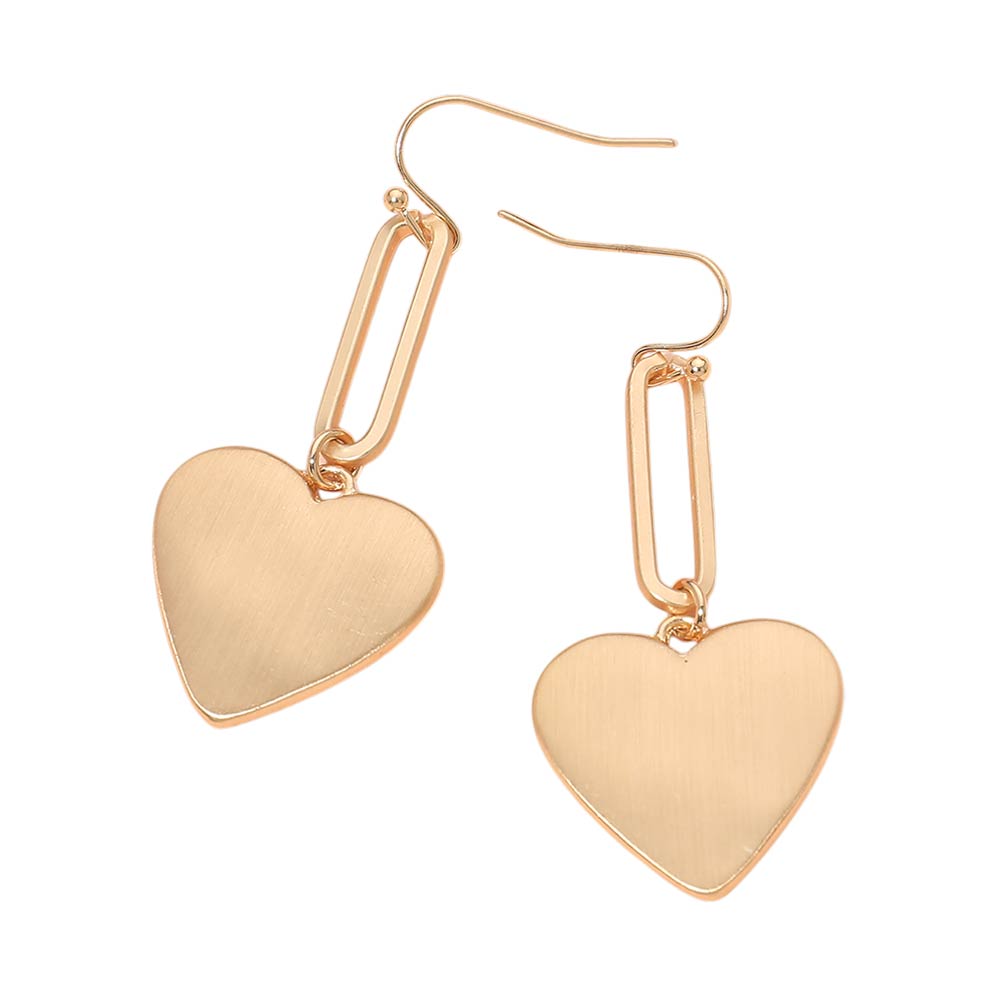 Madeline Love Matte gold Metal Heart Plate Drop Earrings - desc