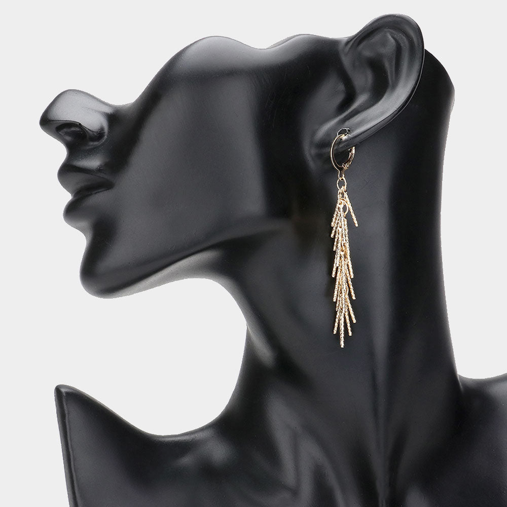 Madeline Love Gold Textured Metal Fringe Dropdown Dangle Earrings