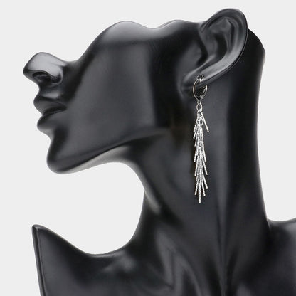 Madeline Love Silver Textured Metal Fringe Dropdown Dangle Earrings