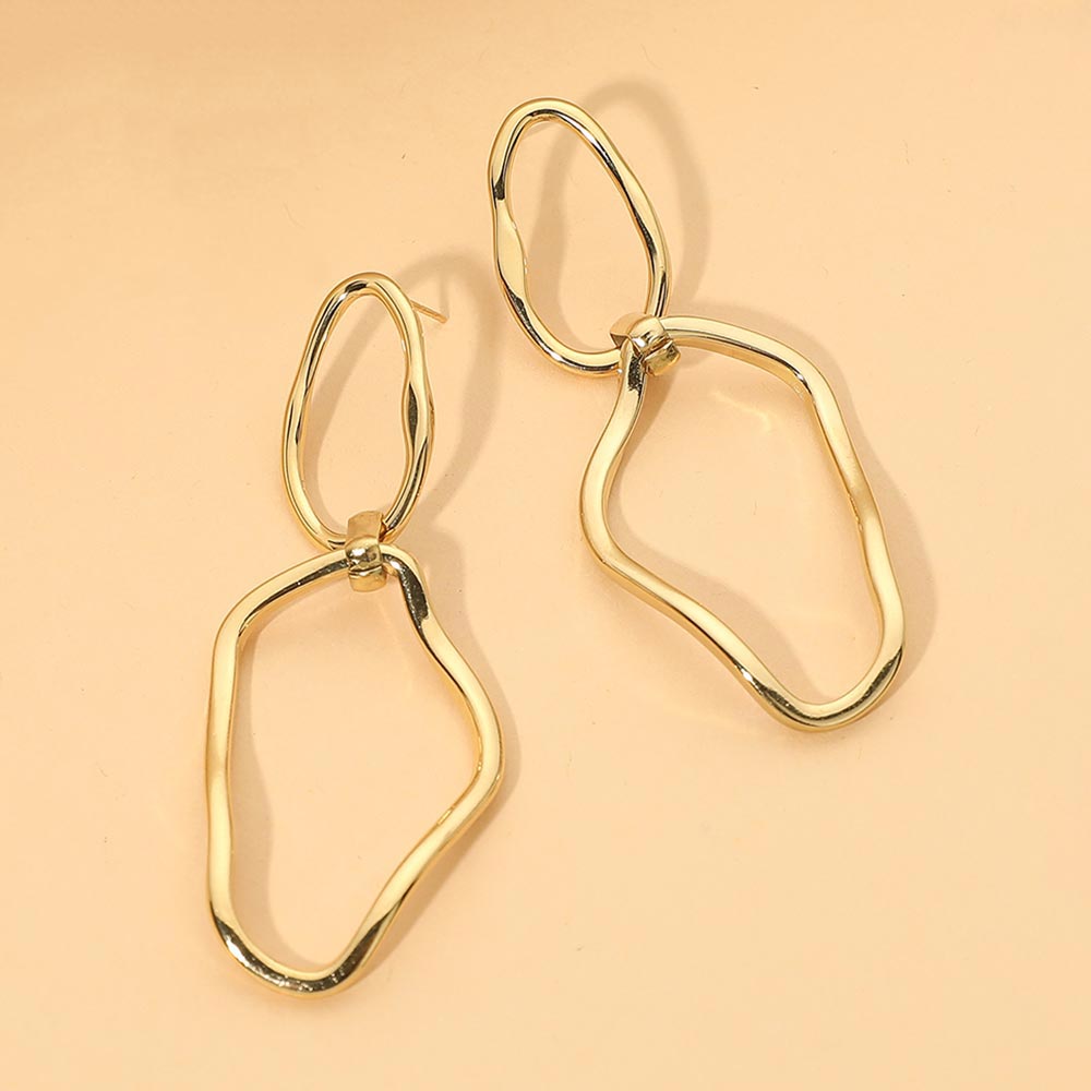 Madeline Love Gold Stainless Steel Abstract Geometric Link Drop Earrings