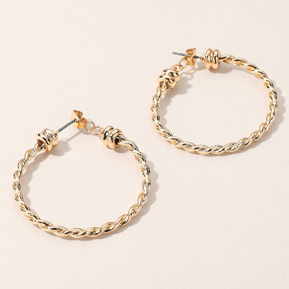 Madeline Love Gold Metal Rope Hoop Earrings