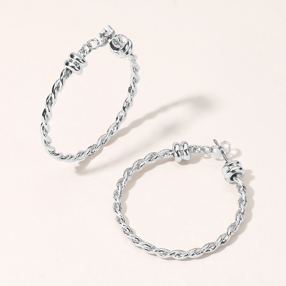 Madeline Love Rhodium Metal Rope Hoop Earrings
