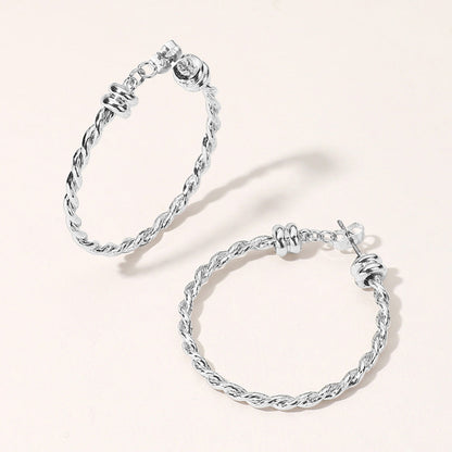 Madeline Love Rhodium Metal Rope Hoop Earrings