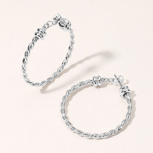 Madeline Love Rhodium Metal Rope Hoop Earrings