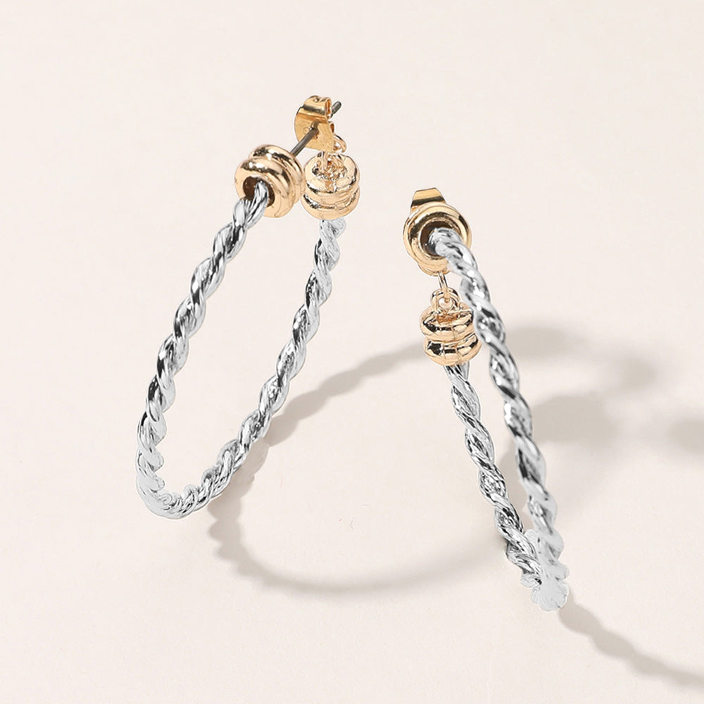 Madeline Love Two Tone Metal Rope Hoop Earrings