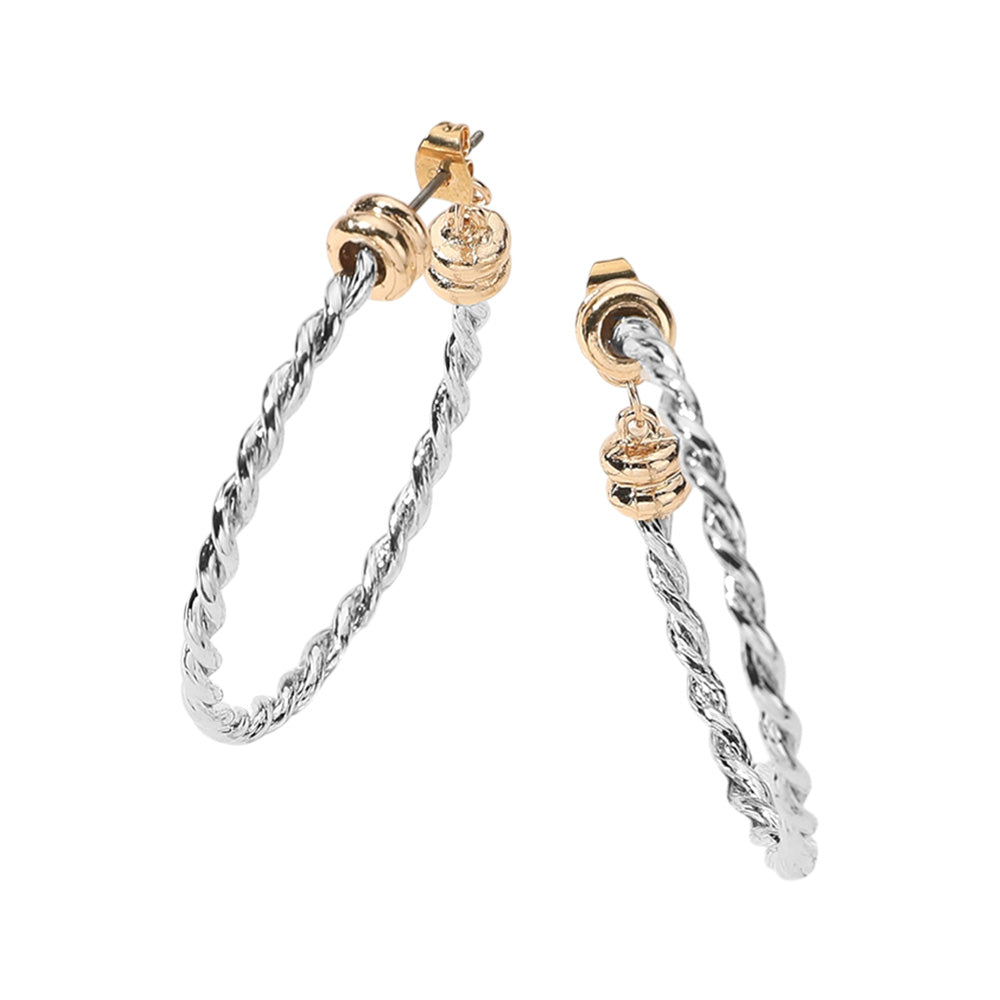 Madeline Love Two Tone Metal Rope Hoop Earrings - desc