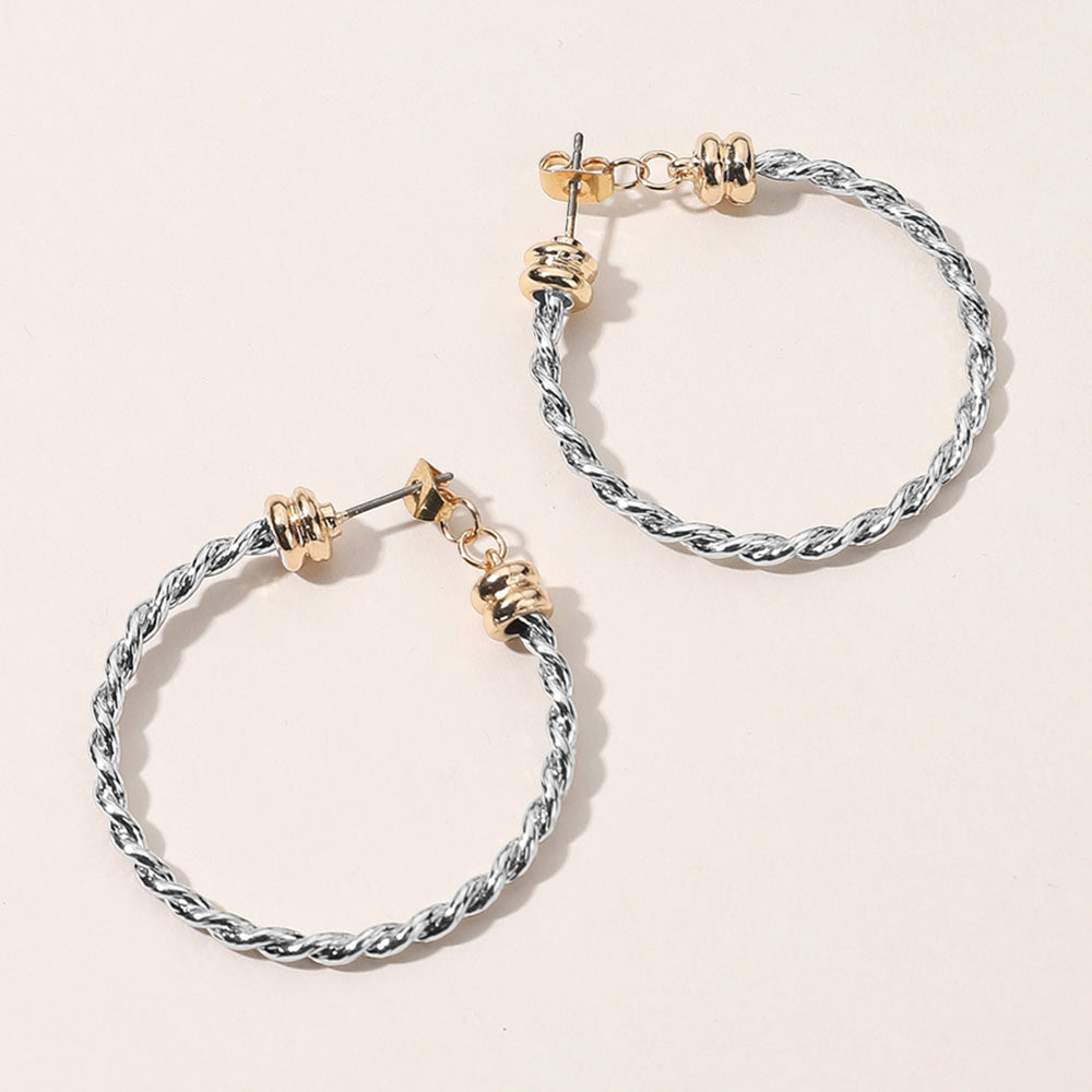 Madeline Love Two Tone Metal Rope Hoop Earrings - extra