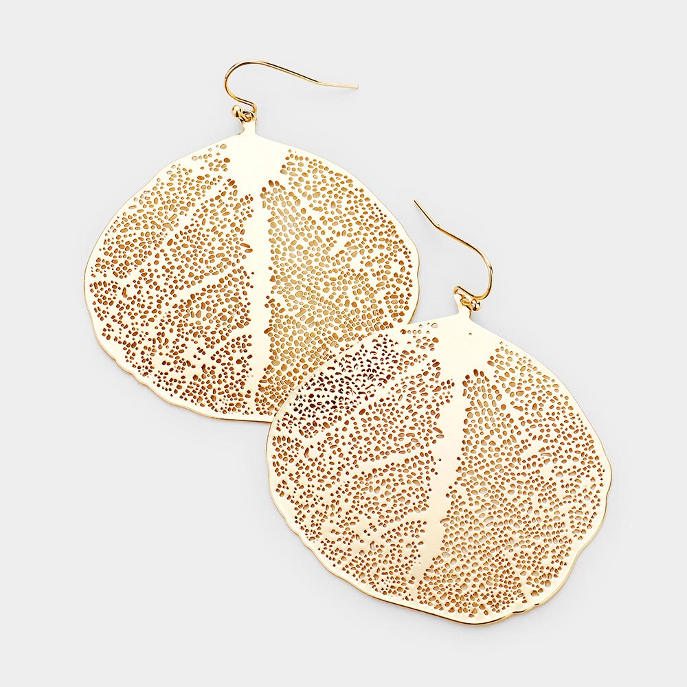 Madeline Love Gold Brass Metal Leaf Earrings