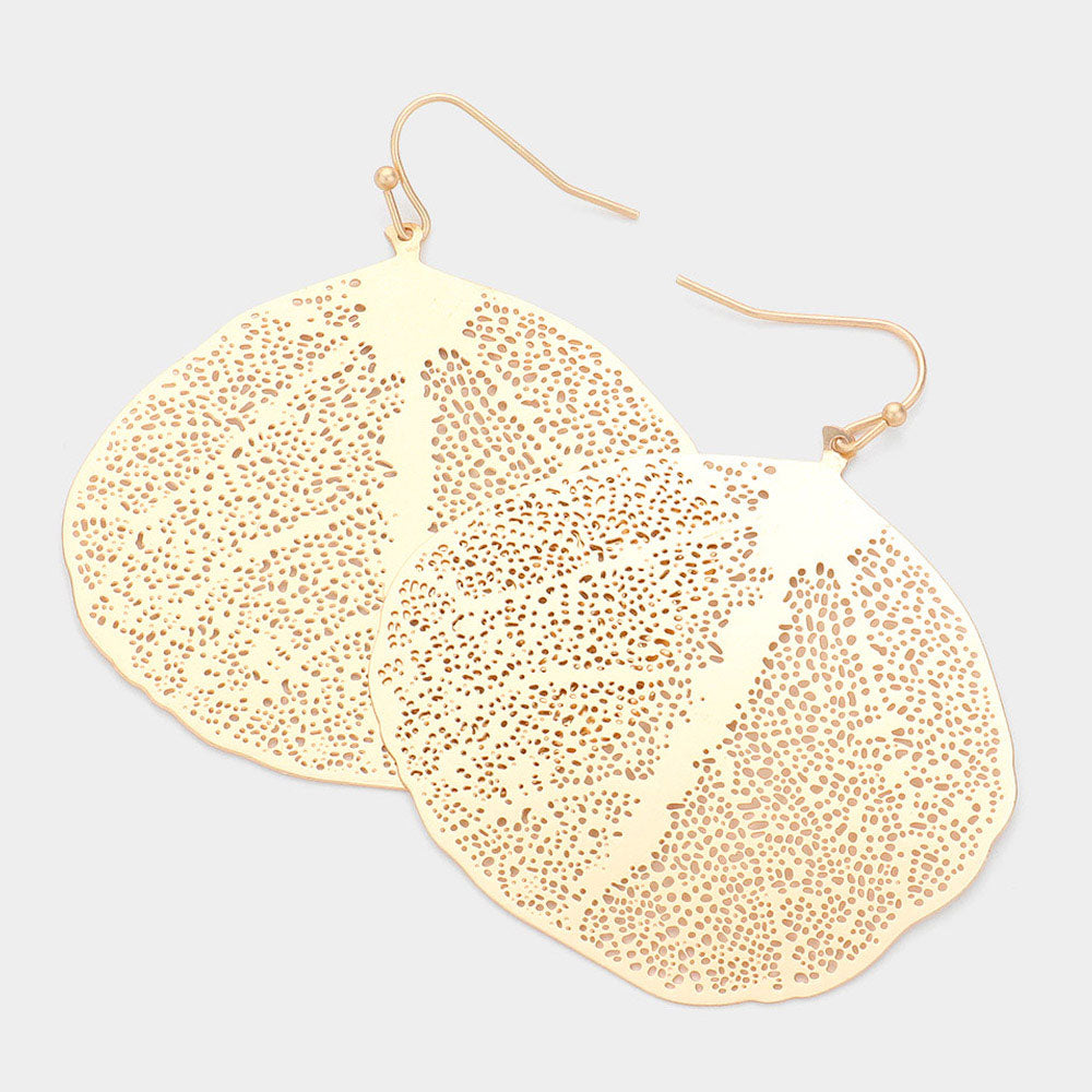 Madeline Love Matte gold Brass Metal Leaf Earrings