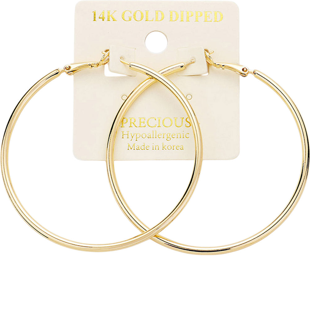 Madeline Love Gold 14K Gold Dipped 2.25 Inch Hypoallergenic Hoop Earrings