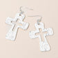 Madeline Love Rhodium Hammered Metal Open Cross Drop Dangle Earrings