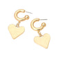 Madeline Love Gold Matte Hammered Metal Heart Charm Drop Mini Hoop Earrings - desc