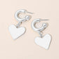 Madeline Love Silver Matte Hammered Metal Heart Charm Drop Mini Hoop Earrings