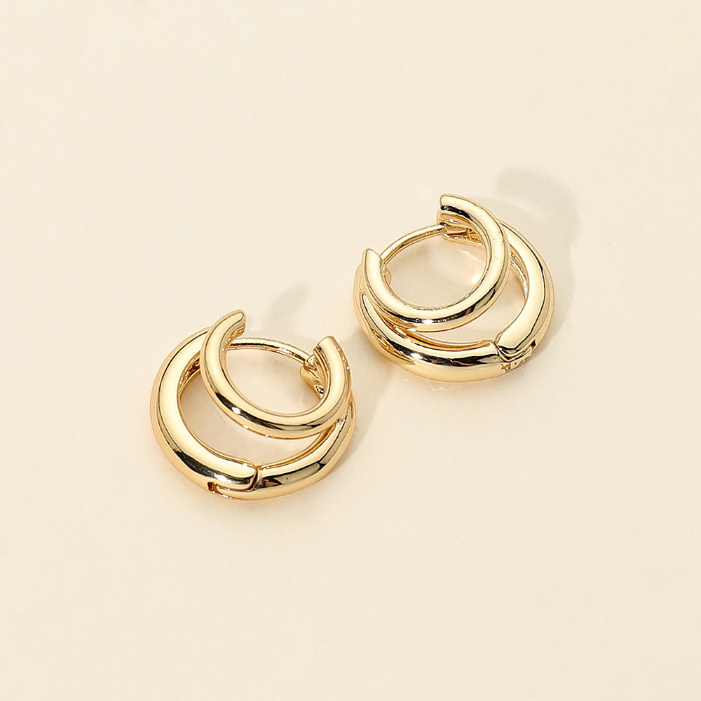 Madeline Love Gold Layered Double Hoop Huggie Statement Earrings