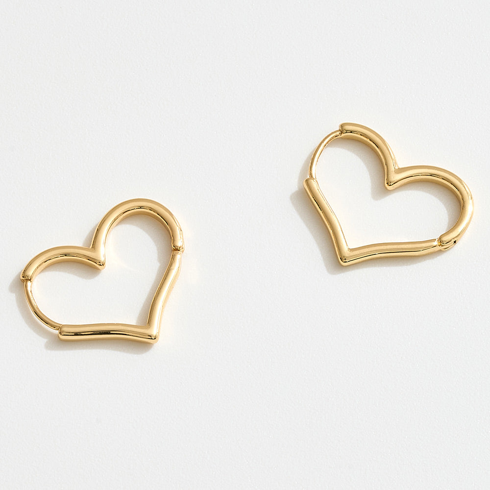 Madeline Love Gold 14K Gold Dipped Open Heart Huggie Hoop Earrings