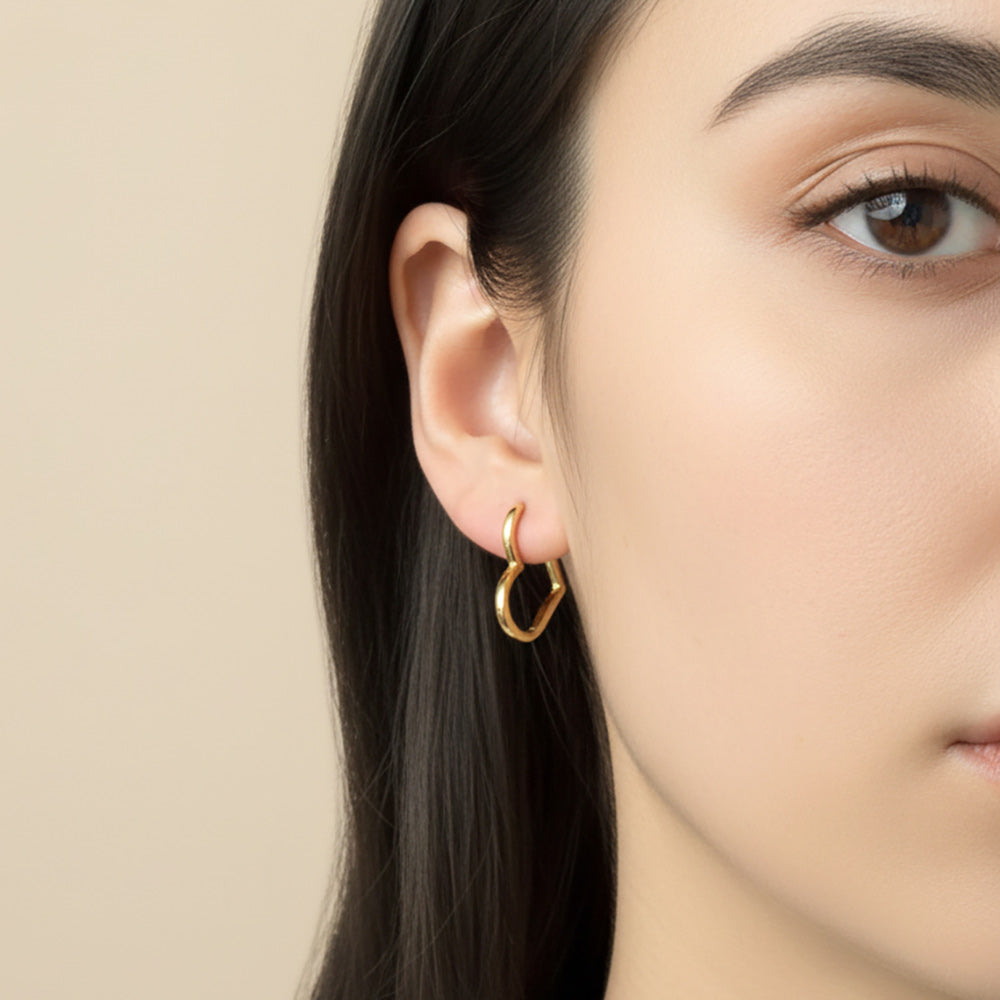 Madeline Love Gold 14K Gold Dipped Open Heart Huggie Hoop Earrings - desc