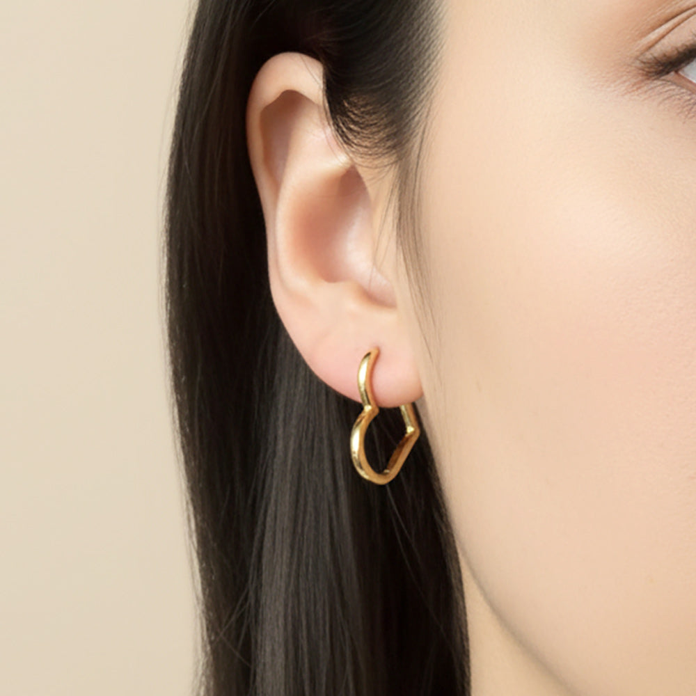 Madeline Love Gold 14K Gold Dipped Open Heart Huggie Hoop Earrings - extra