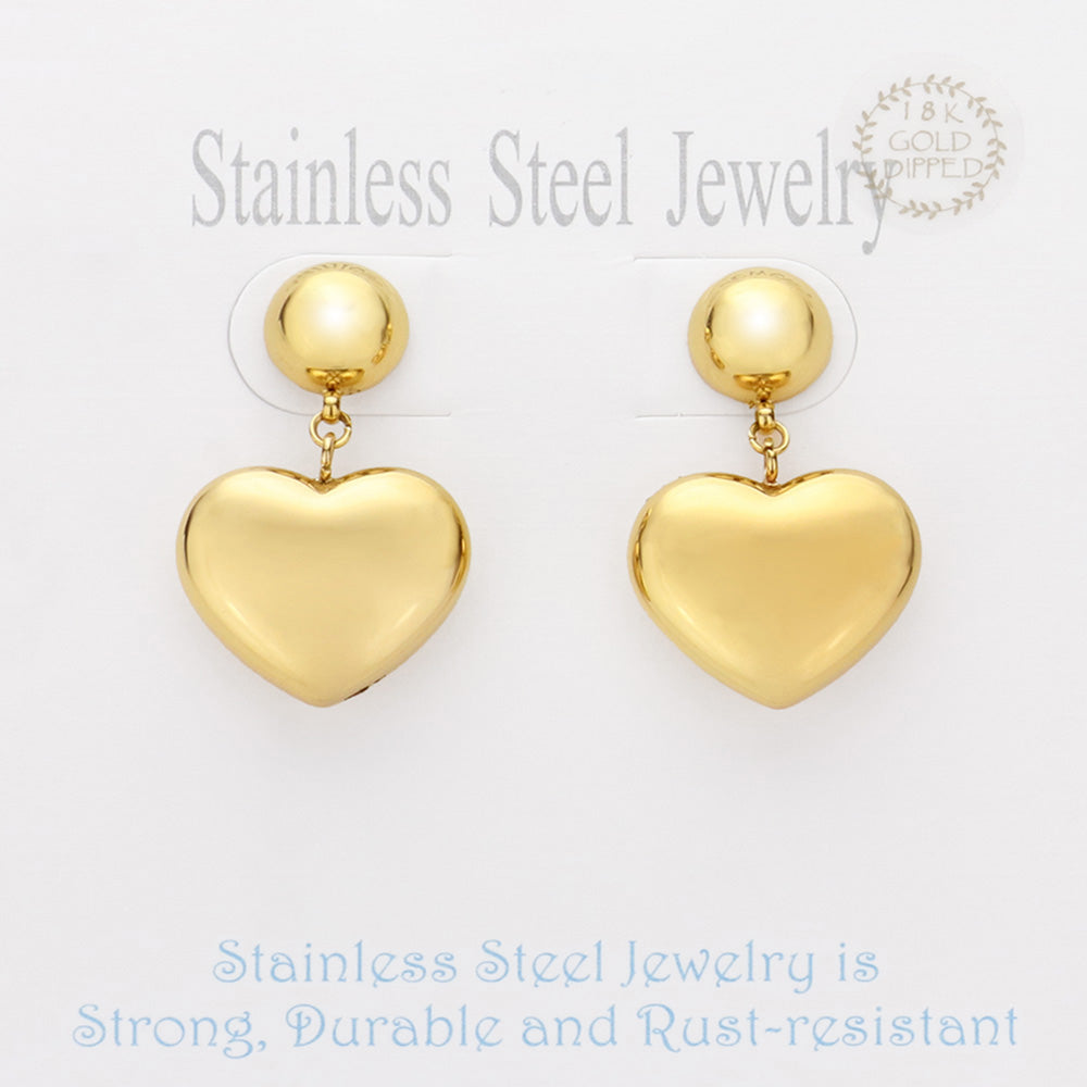 Madeline Love Gold Stainless Steel Heart Dangle Earrings