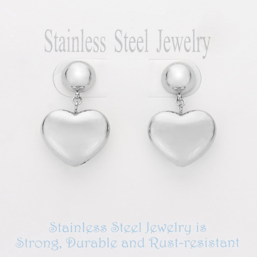 Madeline Love Rhodium Stainless Steel Heart Dangle Earrings