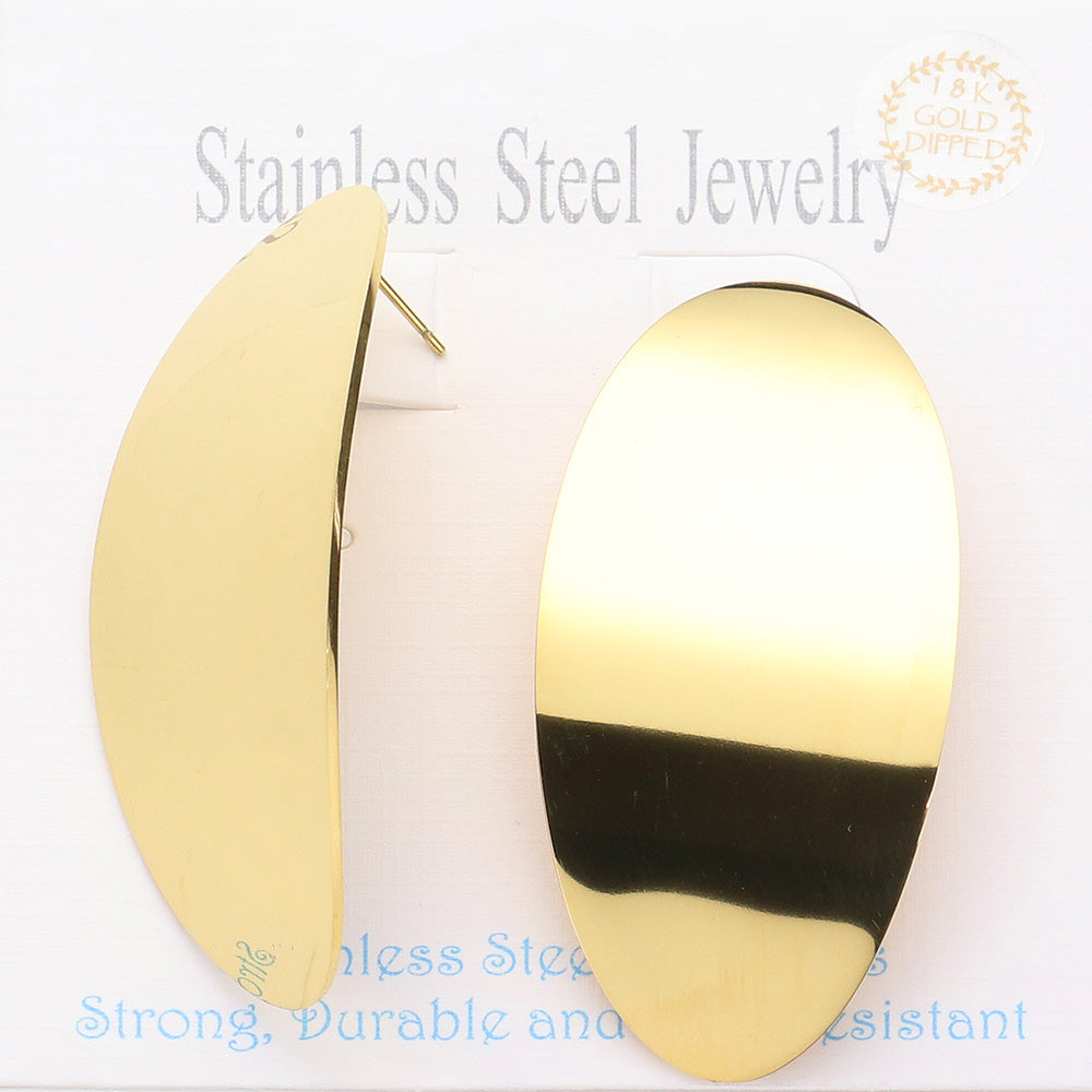 Madeline Love Gold Stainless Steel Oval Domed Stud Earrings