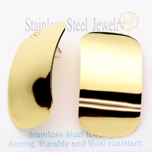 Madeline Love Gold Stainless Steel Rectangular Domed Stud Earrings