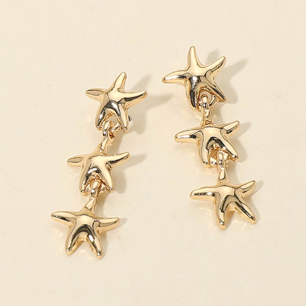 Madeline Love Gold Triple Metal Starfish Link Drop Earrings