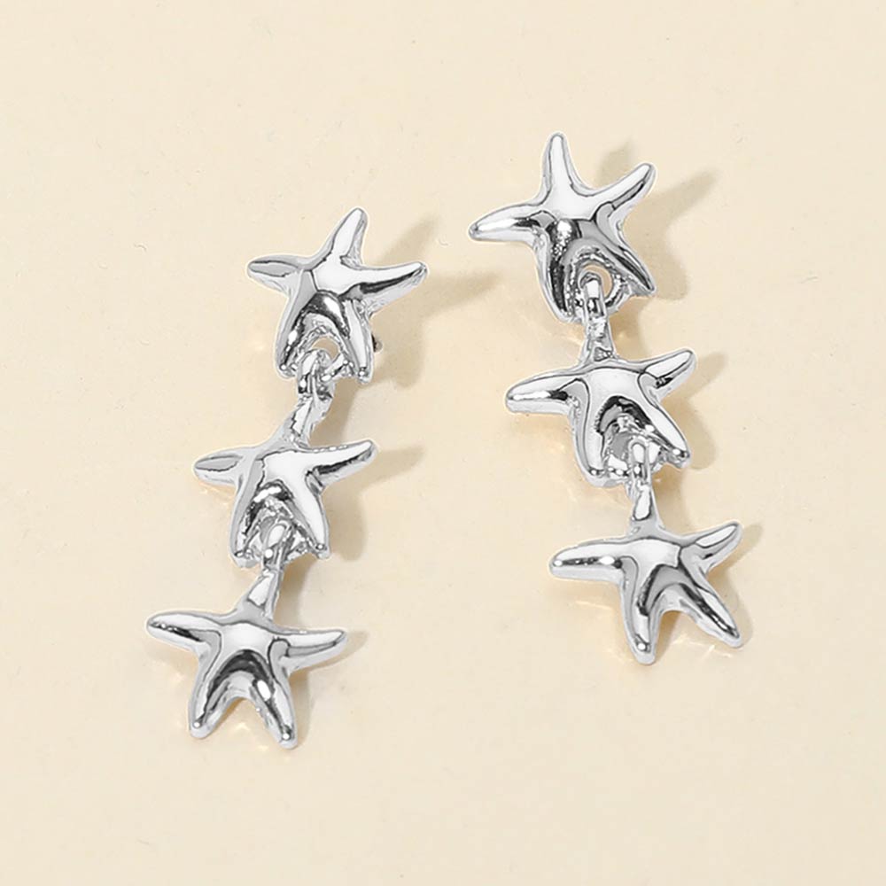 Madeline Love Silver Triple Metal Starfish Link Drop Earrings
