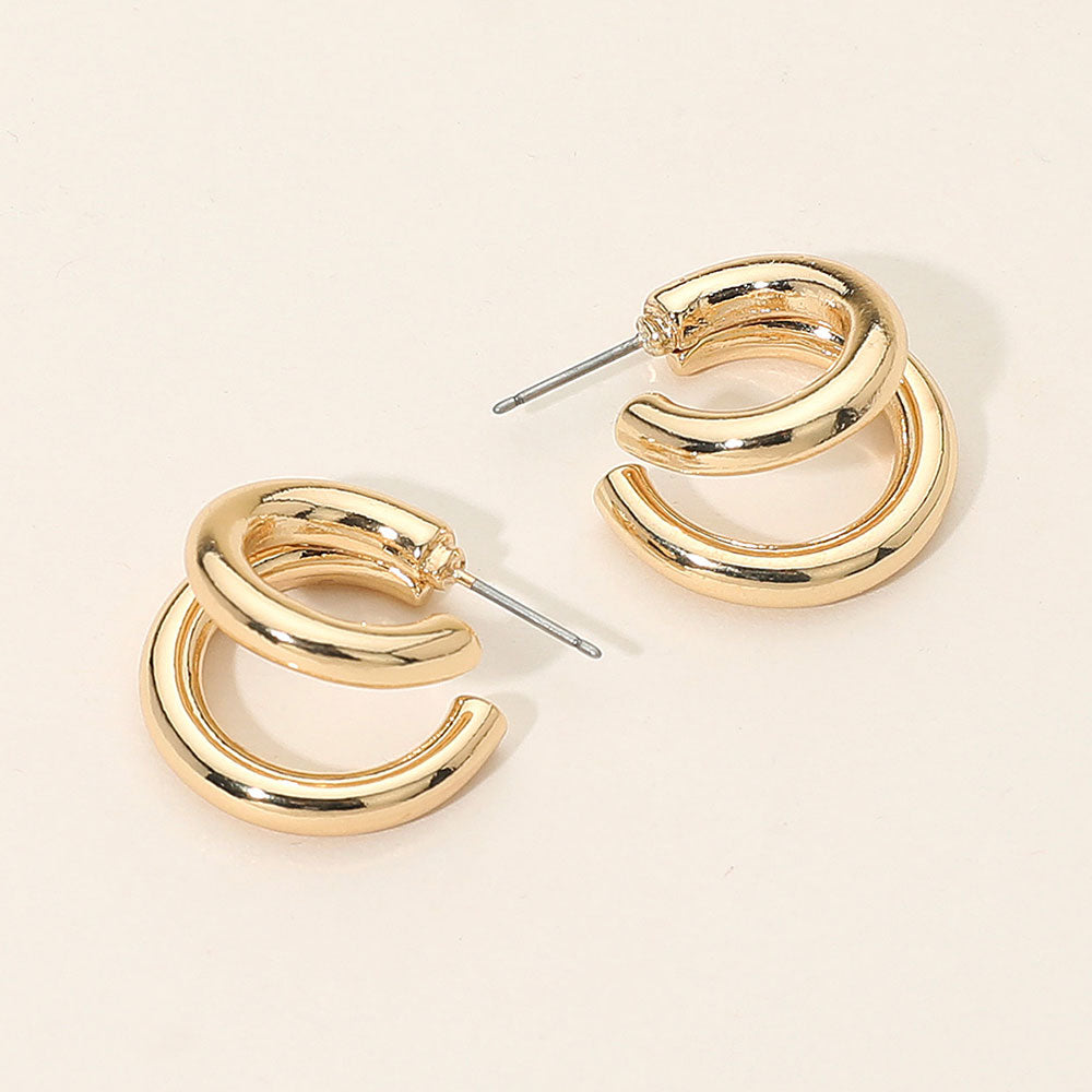 Madeline Love Gold Two Tone Metal Split Hoop Earrings