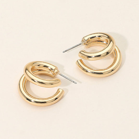 Madeline Love Gold Two Tone Metal Split Hoop Earrings