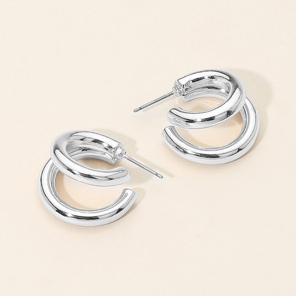 Madeline Love Silver Two Tone Metal Split Hoop Earrings
