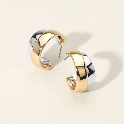 Madeline Love Gold, Silver Two Tone Metal Hoop Earrings