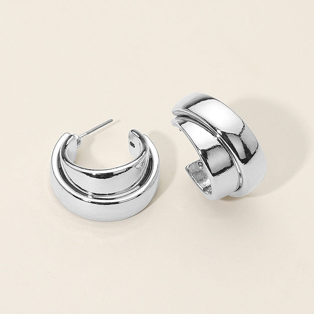 Madeline Love Silver Two Tone Metal Hoop Earrings