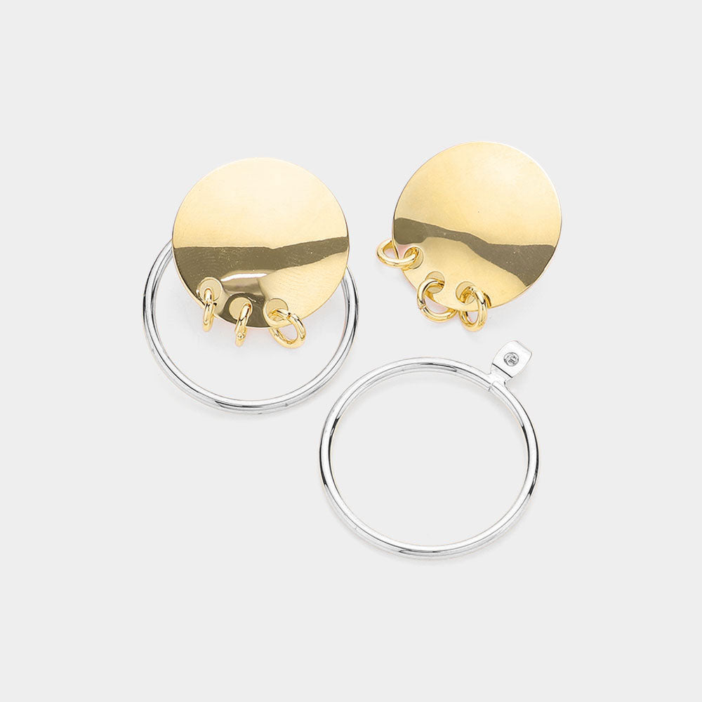 Madeline Love Gold Triple Ring Linked Metal Disc Metal Hoop Earrings - desc
