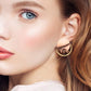 Madeline Love Rose Gold Triple Ring Linked Metal Disc Metal Hoop Earrings