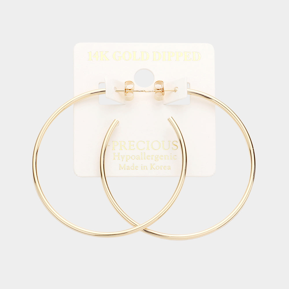 Madeline Love Gold 14K Gold Dipped 2.1 Inch Metal Hoop Earrings