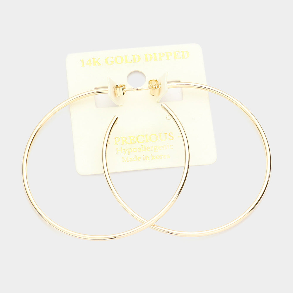 Madeline Love Gold 14K Gold Dipped 2.25 Inch Metal Half Hoop Earrings
