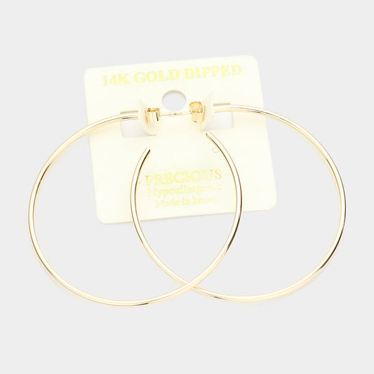 Madeline Love Gold 14K Gold Dipped 2.25 Inch Metal Half Hoop Earrings